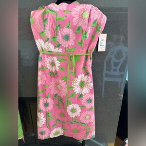 Lilly Pulitzer Hibiscus Pink Cabana Floral Dress size 16